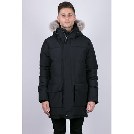 OSC Cross St Johns Hooded Mid-Length Parka w/ Coyote Fur Trim - Mens, Midnight Black, Extra Large, M22CX-Midnight Black-XL
