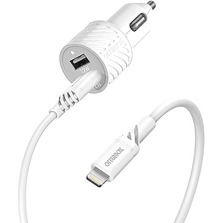 OtterBox Lightning to USB-A Car Charging Kit Standard 1m, White/Nimbus Cloud, 78-52698