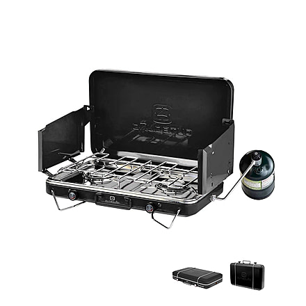 Outbound Portable Propane Gas Camping Stove w/2 Burners, Black, CTI07658131
