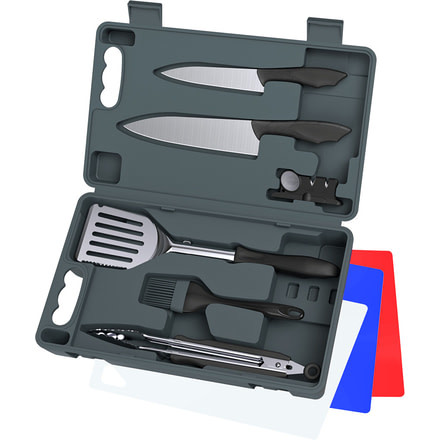 Outdoor Edge Cutlery CUT-N-QUE 10 PC. BBQ Set Box, Green, CU-10