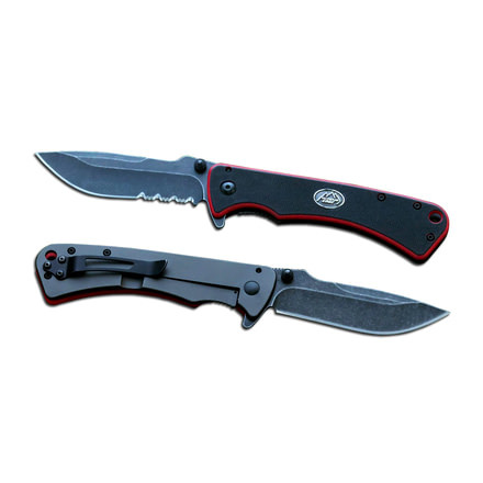 Outdoor Edge Cutlery Divide Survival Knife (50% Serrated), Black/ Red DV-10S