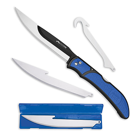 Outdoor Edge Cutlery RazorFin 3-Blade Folding Knife, Blister, Blue, 5in, RFU-50C