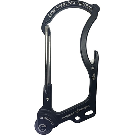Outdoor Element Firebiner Survival Carabiner, 3in Overall, Black Titanium Coated SS Body, Rated For 100 Lbs, F1GSBLK