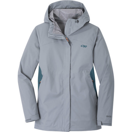 Outdoor Research Apollo Stretch Rain Jacket - Women's, Lead/Mediterranean, Extra Small, 2744051796005