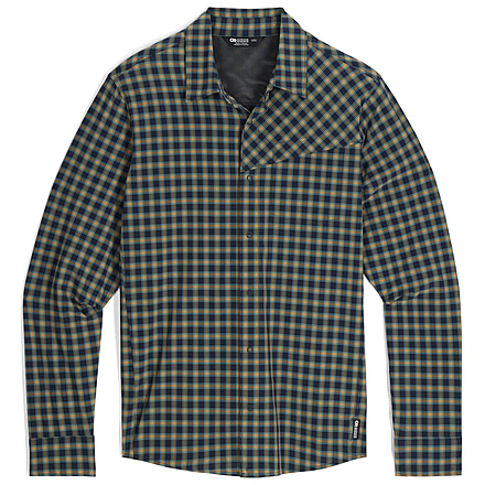 Outdoor Research Astroman Long Sleeve Sun Shirt - Mens, Gold Nebula Plaid, Extra Large, 2822792912009