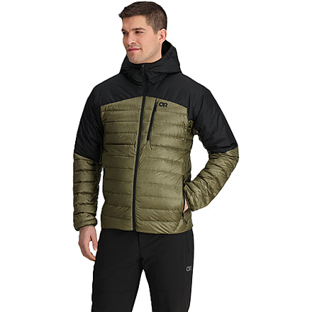 Outdoor Research Helium Down Hoodie Jacket - Mens, Ranger Green/Black, S, 2775722779006