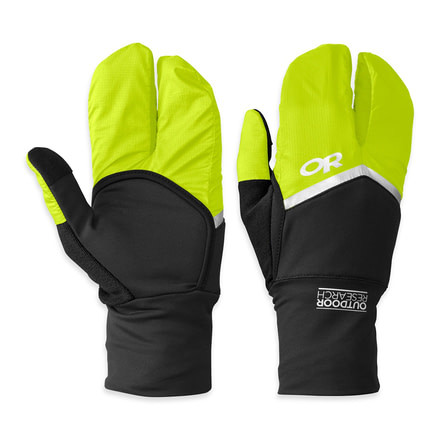 Outdoor Research Hot Pursuit Convertible Running Glove - Mens-Black/Lemongrass-Small