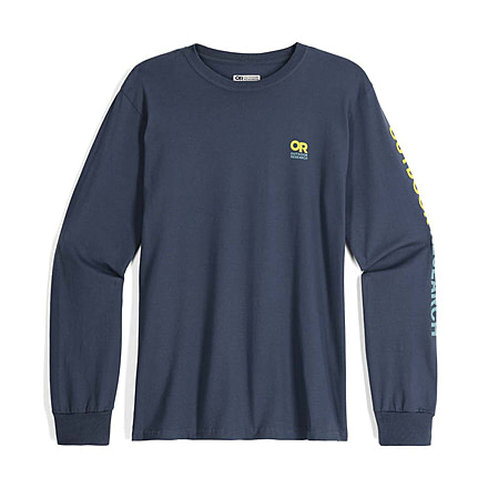 Outdoor Research OR Lockup Chest Logo Long Sleeve Tee, Naval Blue/Sulphur, Extra Large, 3002252416009