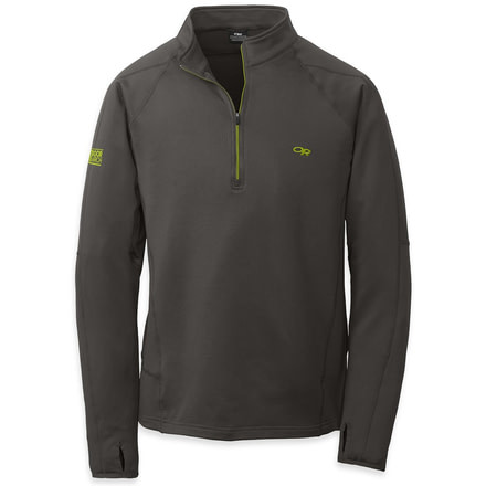 Outdoor Research Radiant LT Zip Top - Mens-Charcoal/Lemongrass-Small