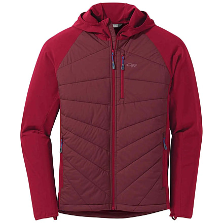 Outdoor Research Refuge Hybrid Hooded Jacket - Mens, Retro Red/Agate, Small, 2691801845006