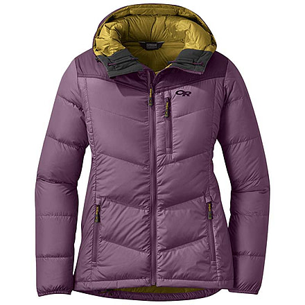 Outdoor Research Transcendent Down Hoodie - Womens, Vn Vlt/Bkbry, Extra Small, 2681051911005