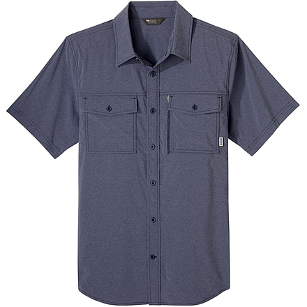 Outdoor Research Way Station Short Sleeve Shirt - Mens, Naval Blue Heather, Small, 2799581308006