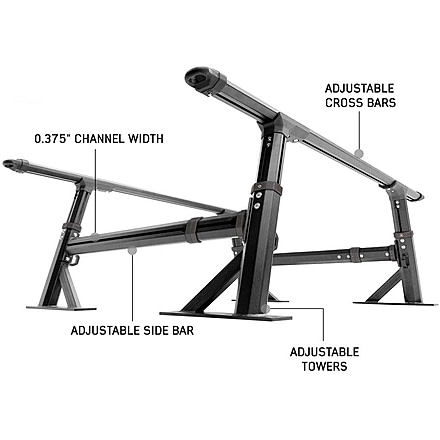 Overland Vehicle Systems Freedom Rack Systems, 6.5ft Truck Bed, Uprights, Cross Bars and Side Support Bars, Black, 22040200