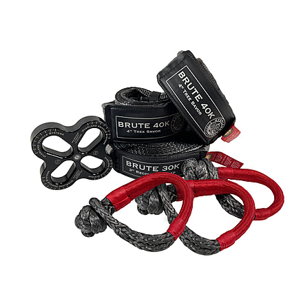 Overland Vehicle Systems R.D.L Recovery Distribution Link Winches Tree Saver w/ 5/8in Soft Shackles, and 30,000 Tow Strap Combo Kit, 19-5079