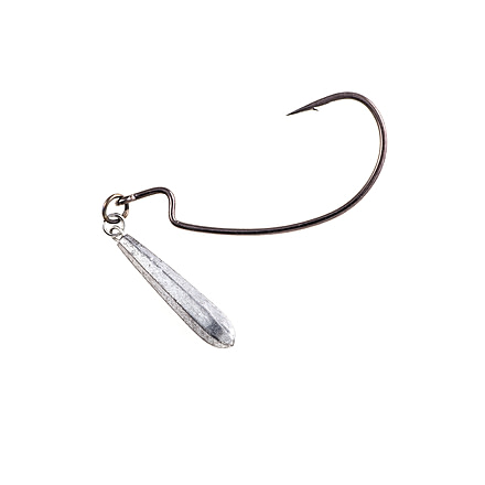 Owner Hooks JigRig Soft Plastic Hook with Tungsten Weight, 3/16oz, Needle Point, Z Bend, Light Wire, Black Chrome, Size 3/0, 2 Per Pack, 5117-033