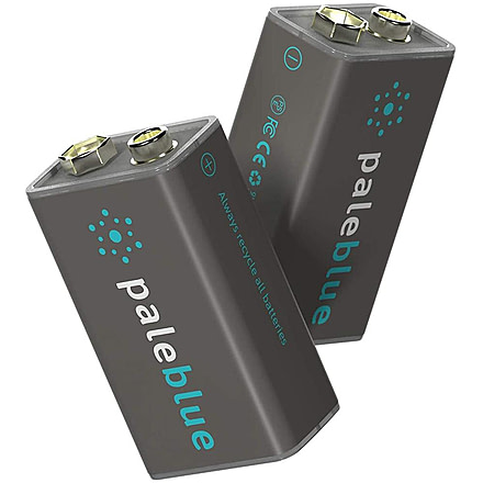 Pale Blue Earth Pale Blue Smart Lithium Ion USB Rechargeable 9V Batteries 2 Pack, Gray, PB-9V-C