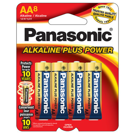 Panasonic Alkaline Size AA Plus Power Batteries - Pack of 8 AM3PA8B