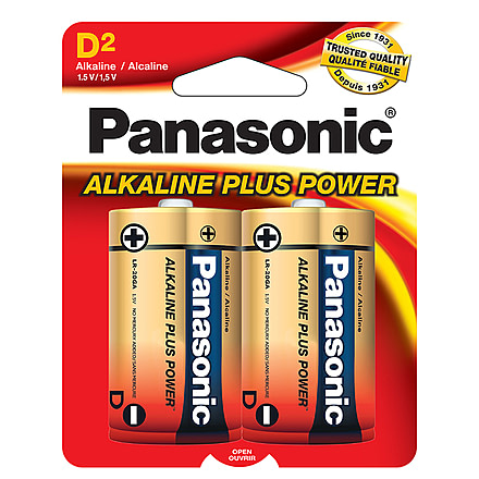 Panasonic Alkaline Size D Plus Power Batteries - Pack of 2 AM1PA2B