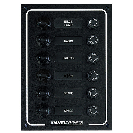 Paneltronics DC 6 Position Booted Toggle &amp; Fuse Waterproof 29810