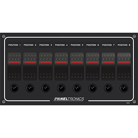 Paneltronics DC 8 Position Lighted Rocker &amp; CB Waterproof 29827