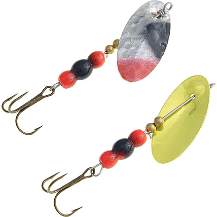 Panther Martin Two-Tone Roe Holographic Hammered In-Line Spinner, #2, 1/16oz, Flourescent Red &amp; Black, 2PMHMTTR-HFRB