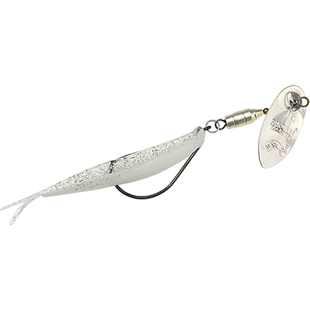 Panther Martin Weed Runner Spinner Bait, Number 15, SIlver Blade, 1/2oz, 4in White Ice Fluke, 15WR PMWRS WI