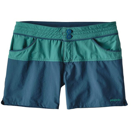 Patagonia Colorblock Stretch Wavefarer Shorts - Women's-Gem Green-2