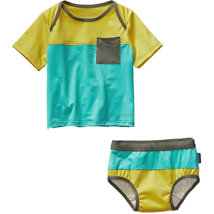 Patagonia Infant Little Sol Swim Set-Howling Turquoise-3M