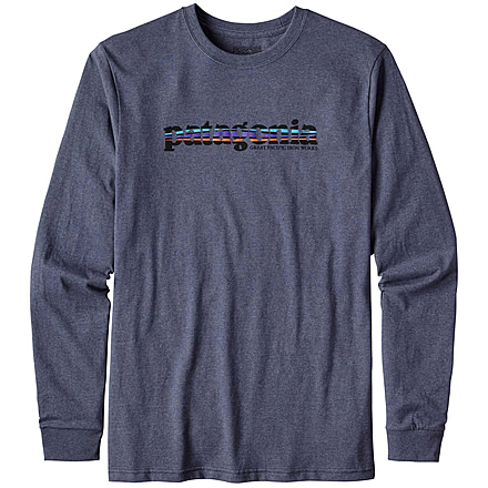 Patagonia Long-Sleeved '73 Text Logo Cotton/Poly Responsibili-Tee - Men's-Prussian Blue-Medium