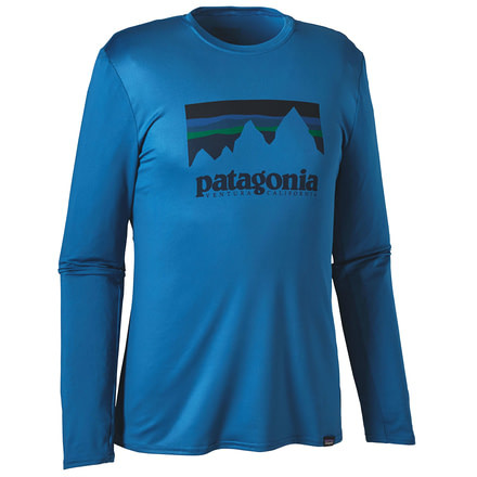Patagonia Long-Sleeved Capilene Daily Graphic T-Shirt - Men's -Shop Sticker/Bandana Blue-Small