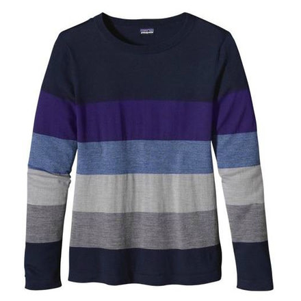 Patagonia Merino Crew Sweater - Women's-Cafe Stripe/Feather Grey Heather-X-Small