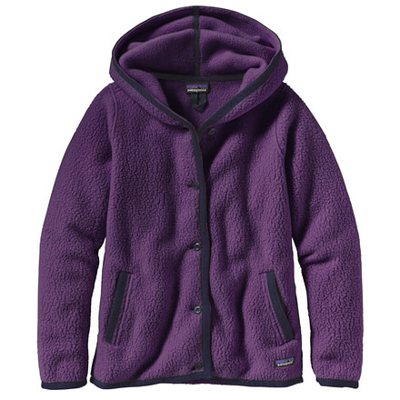 Patagonia Shearling Fleece Hooded Cardigan - Women's -Panther Purple-Medium