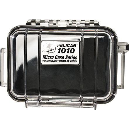 Pelican 1010 Micro Water/Crushproof Dry Box, 5.43x4.06x2.12in - Clear Black w/Carabiner