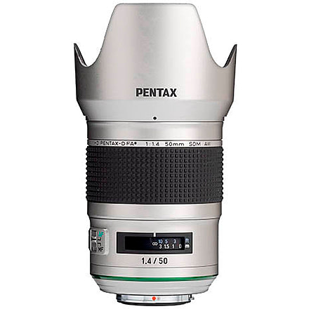 Pentax HD-D FA 50mm F1.4 SDM AW Edition Lens, Silver, 23340