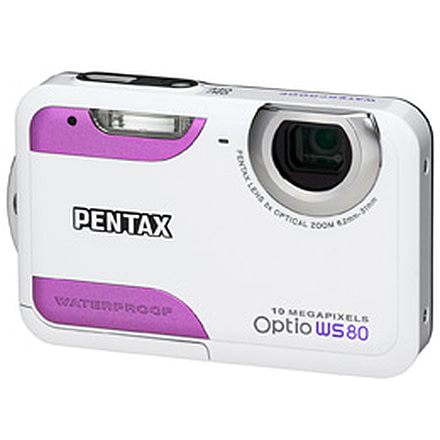 Pentax Optio WS80 Digital Camera, White & Purple 16101
