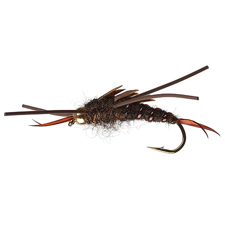 Perfect Hatch Nymph Flies BH Rubber Leg Stonefly, Brown, #08, PHFLY151108P