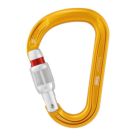 Petzl Attache Locking Pear-Shaped Carabiner With Round Stock Basket, Yellow, M038AA00