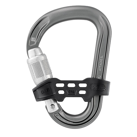 Petzl Attache Locking Pear-Shaped Carabiner With Unidirectional Positioning Bar, Gray, M038CA00