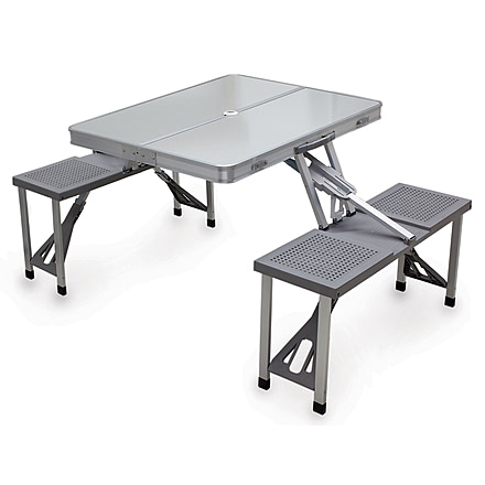 Picnic Time Portable Aluminum Picnic Table and Seats-Aluminum