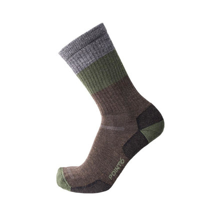 Point 6 Hiking Blast Block Stripe Light Crew Men's Socks, Chestnut, Large 2561-203-07