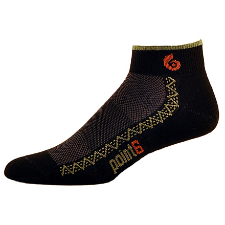 Point 6 Running Ultra Light Mini Sock - Mens-Black-Large