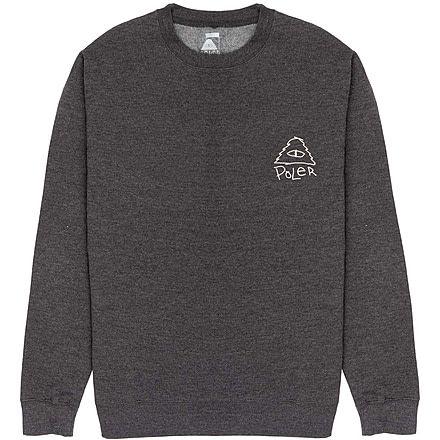 Poler Scribble Crew, Small, Charcoal Heather, 223APM2503-Charcoal Heather-S