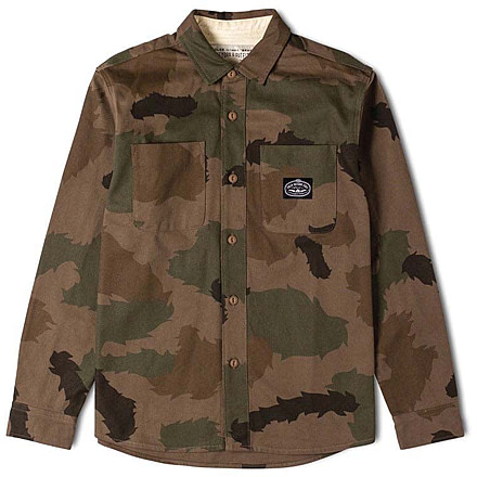 Poler Sisal Duck Canvas Overshirt, Large, Olive Furry Camo, 21310007-Olive Furry Camo-L