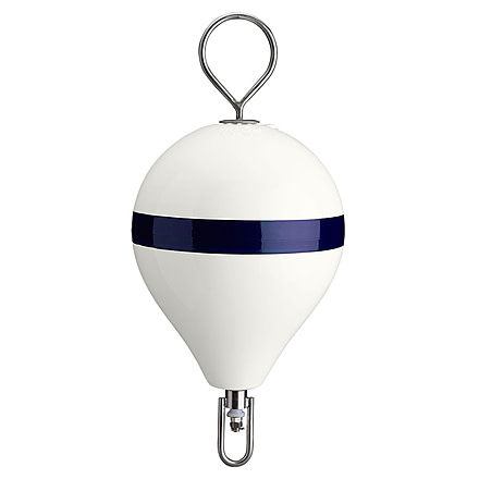 Polyform U.S. Mooring Buoy w/SS 13.5" Diameter - White Blue Stripe 36842