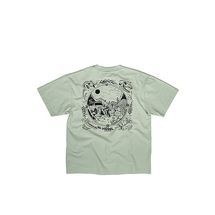 Portable Propane Fire Pit Howl Campfires Skeleton Cowboys Heavyweight Tee - Sage, TEE-SELETON-SAGE-XXL
