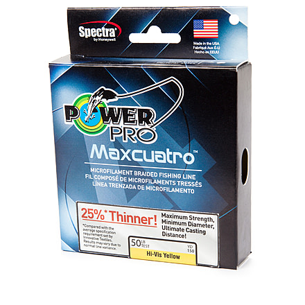 Power Pro MaxCuatro Spectra HT Braided Fishing Line 40lb 150yd Hi-Vis Yellow, 33400400150Y