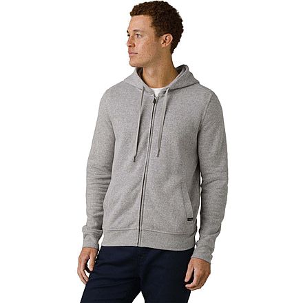 prAna Cardiff Fleece Full Zip Hoodie, Heather Grey, XLarge, 1967701-020-ST-XL