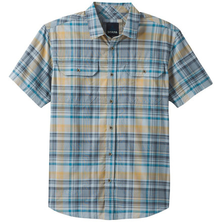prAna Cayman Plaid Short Sleeve - Mens, Rain, Large, M11181353-RAIN-L