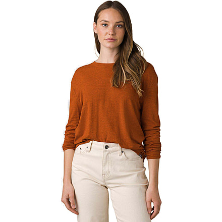prAna Cozy Up Long Sleeve Tee, Gingerbread Heather, Medium, 1964411-800-M