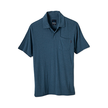 prAna Crosshatch Polo - Men's-Small-Blue Jean